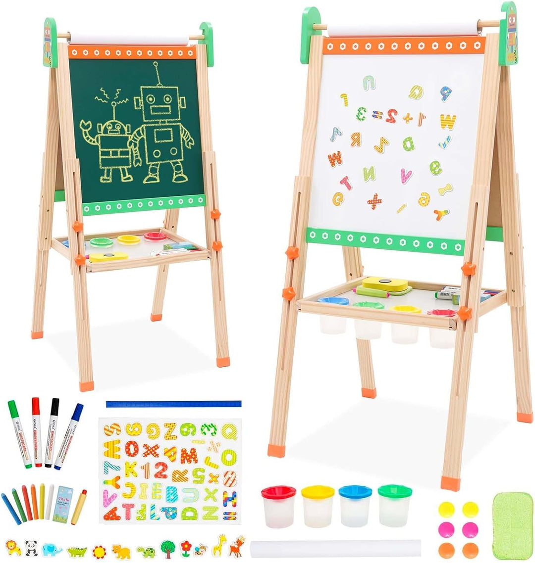 Kinder Tafel Staffelei aus Holz mit Papierrolle Kinder Holz Spielbrett Höhe Einstellbar Schöne Bogen