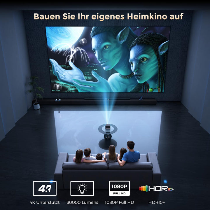 30000 Lumen Beamer Compatible with Netflix AMEELA 1080P Beamer mit WiFi und Bluetooth, Autofokus/Tra