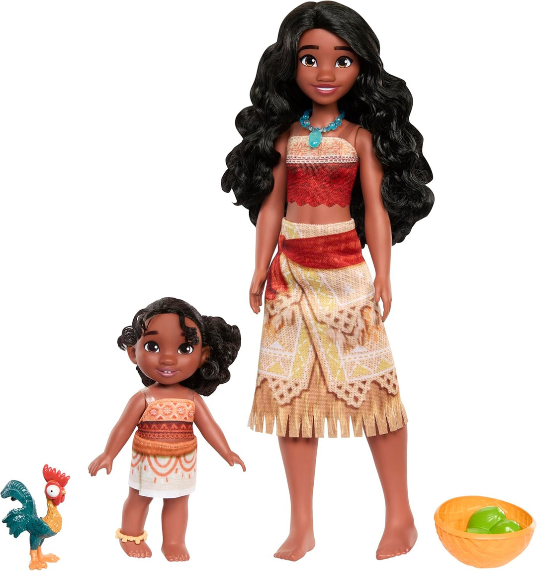 Mattel Disney Vaiana 2 Spielzeuge, Schwesternset mit 2 Modepuppen im bekannten Look, Haustier Heihei