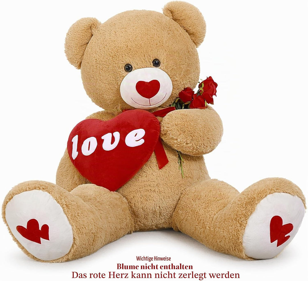 MorisMos 1.3m riesen teddybär, Hellbraun grosser teddybären Kuscheltier XXL teddys, Valentinstag dek