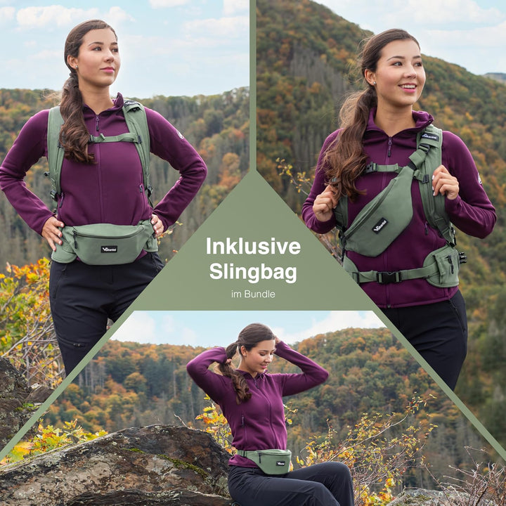Valkental - Innovativer Rucksack mit perfekter Aufteilung (22L) Erweiterbares Volumen (Kein Schwitze