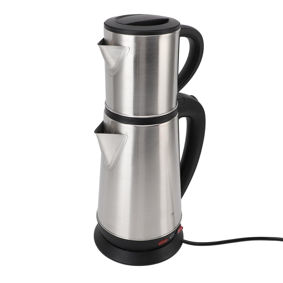 Elektrischer Türkischer Wasserkocher Set, 1L und 2L Edelstahl Samovar Turkish Tea Maker Set, Elektro