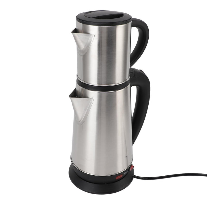 Elektrischer Türkischer Wasserkocher Set, 1L und 2L Edelstahl Samovar Turkish Tea Maker Set, Elektro