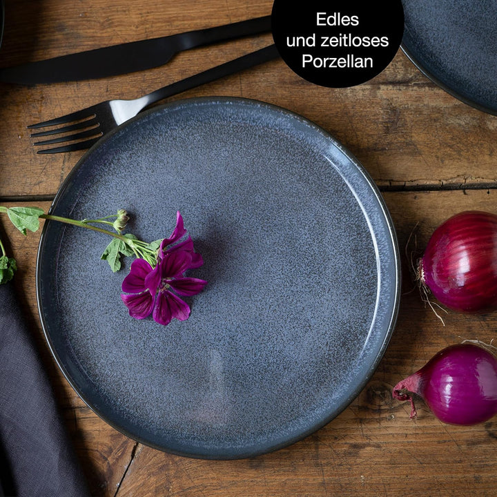 Moritz & Moritz VIDA 6er Dessert Teller Set blau - Kuchenteller für 6 Personen - Porzellan spülmasch