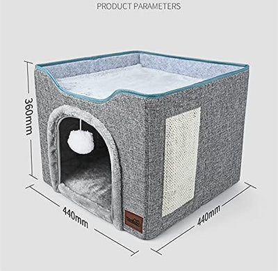 YUDOXN Faltbares Haus für Katzen mit Terrasse, zusammenklappbar, Höhle für Katzen und kleine Hunde,