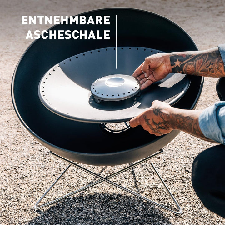 höfats - Bowl 57 Plancha Set hoch - raucharme Verbrennung - Feuerstelle und Plancha Grill - kippbare