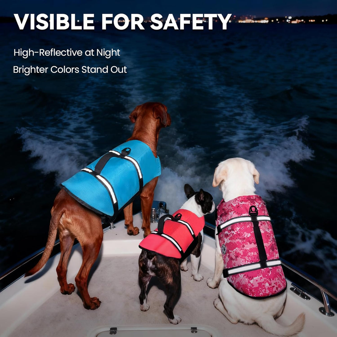 VIVAGLORY Ripstop Hunde Rettungsweste für Kleine Mittel Grosse Hunde Bootfahren, Hund Schwimmweste m