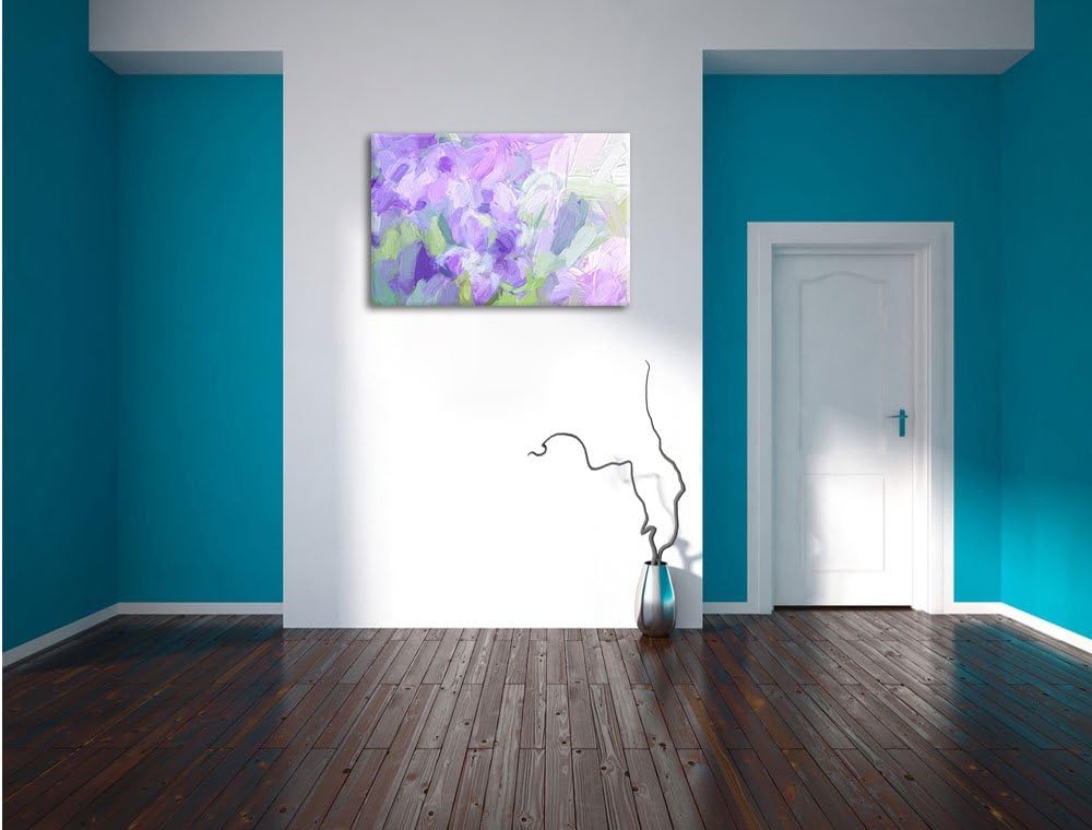 Pixxprint Lilane Lavendelblumen Kunst als Leinwandbild/Grösse: 100x70 cm/Wandbild/Kunstdruck/fertig