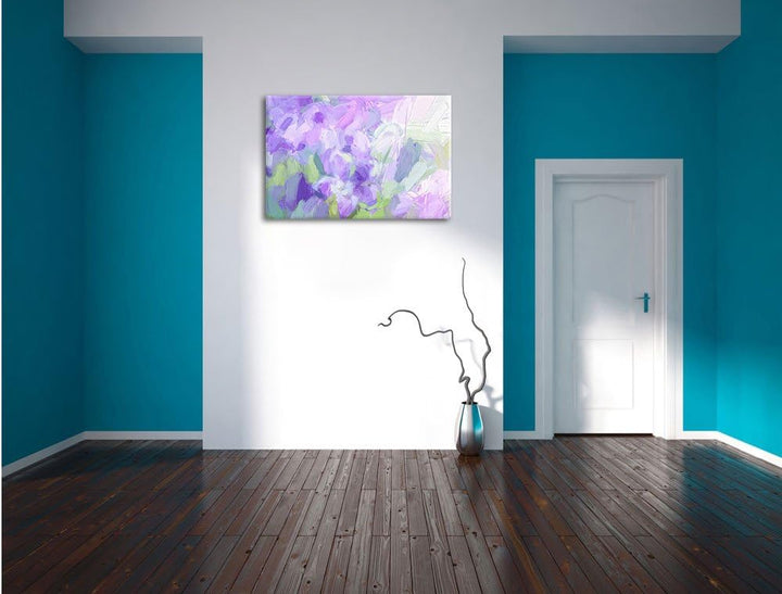 Pixxprint Lilane Lavendelblumen Kunst als Leinwandbild/Grösse: 100x70 cm/Wandbild/Kunstdruck/fertig