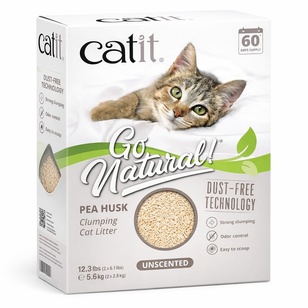 Catit Go Natural, klumpende Katzenstreu, aus Erbsenhülsen, Natur, 2 x 2,8kg (5,6kg)