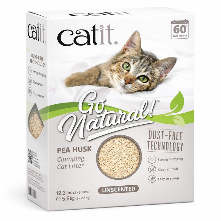 Catit Go Natural, klumpende Katzenstreu, aus Erbsenhülsen, Natur, 2 x 2,8kg (5,6kg)