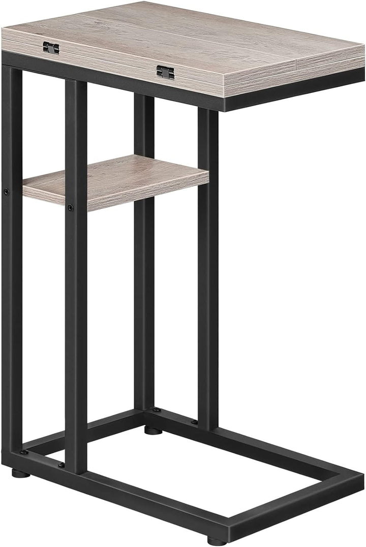 HOOBRO C-Form Beistelltisch, Klappbarer Sofatisch, Couchtisch, Kaffeetisch Snacktisch mit Lagerregal