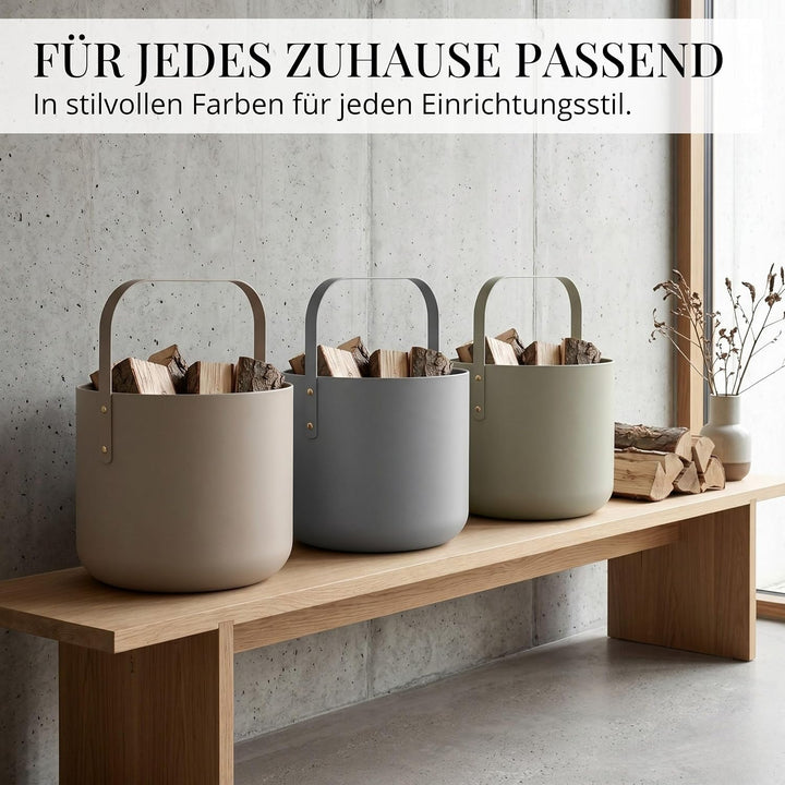 LIVLIG Design Kaminholzkorb Metall, Holzkorb für Kaminholz mit Henkel, Grosser Korb für Kaminholz 36