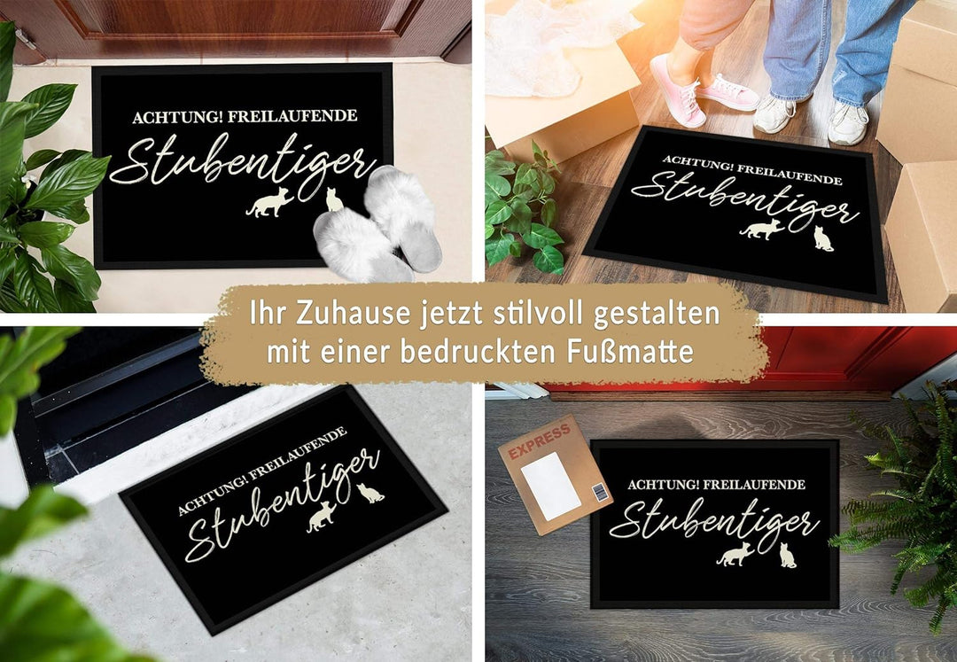 PfotenSchild Fussmatte mit lustigem Spruch - Stubentiger - 75 x 50 cm - Witziger Fussabtreter für Ka