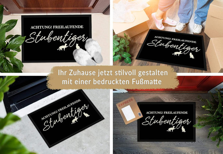 Fussmatte mit lustigem Spruch - Stubentiger - 60 x 40 cm - Witziger Fussabtreter für Katzenmenschen