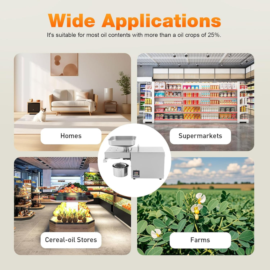 610W automatisch elektrische ölpresse, 220V edelstahl ölpresse mit temperaturregelung, bis zu 45% Öl