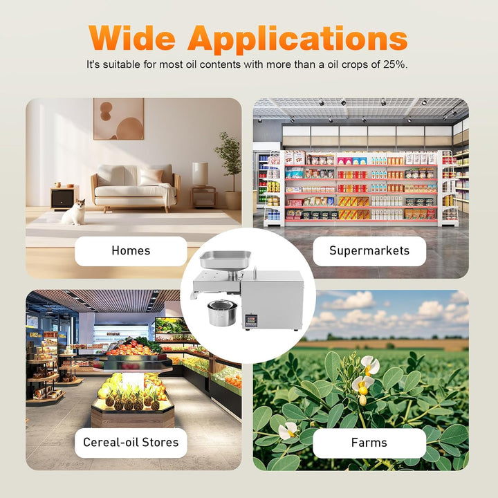 610W automatisch elektrische ölpresse, 220V edelstahl ölpresse mit temperaturregelung, bis zu 45% Öl