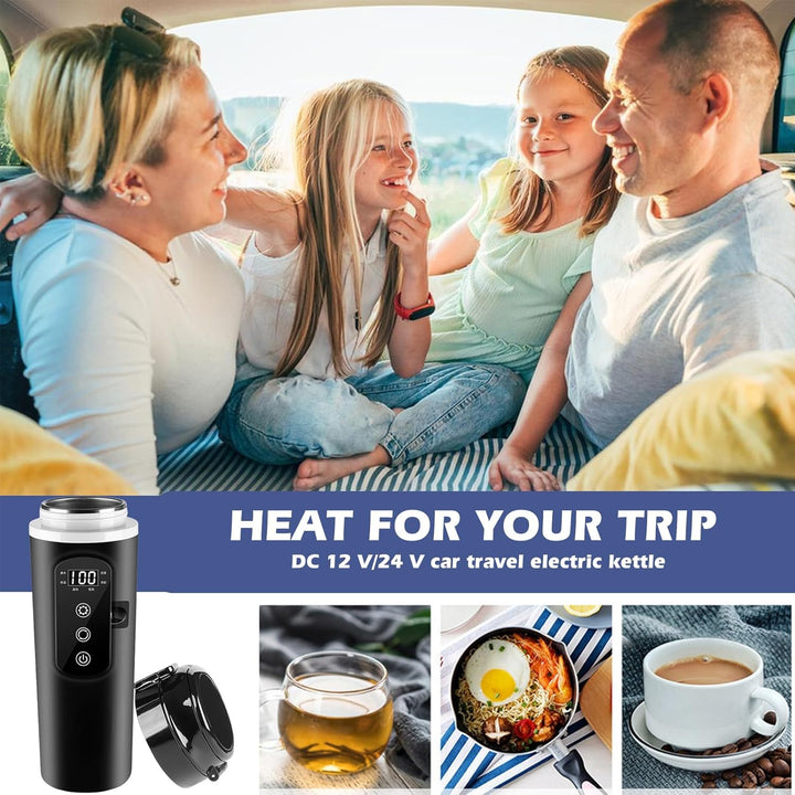 Wasserkocher für Auto, Reisewasserkocher 500ml, Tragbarer Auto Wasserkocher 12V 24V Elektrischer, mi