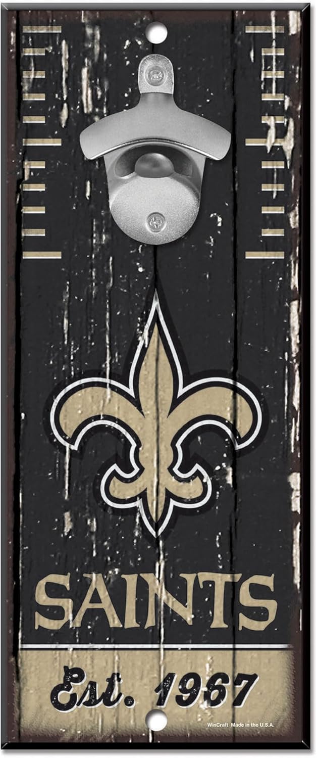 Wincraft New Orleans Saints NFL Schild mit Flaschenöffner New Orleans Saints Einheitsgrösse Gold, Bl
