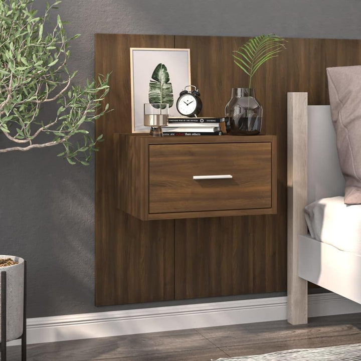WIFESE Wand-Nachttisch Braun Eichen-Optik Holzwerkstoff 48,5x32,5x80 cm Nachtschrank Nachtkästchen B