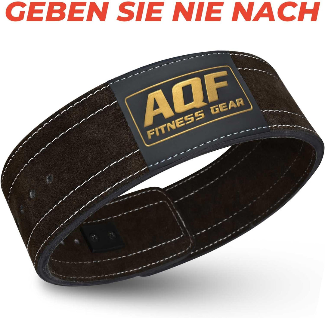 AQF Gewichthebergürtel Lever Schnalle, 4" Breit 10mm Dick Leder Belt - Genehmigt IPL USPA Kraftraini