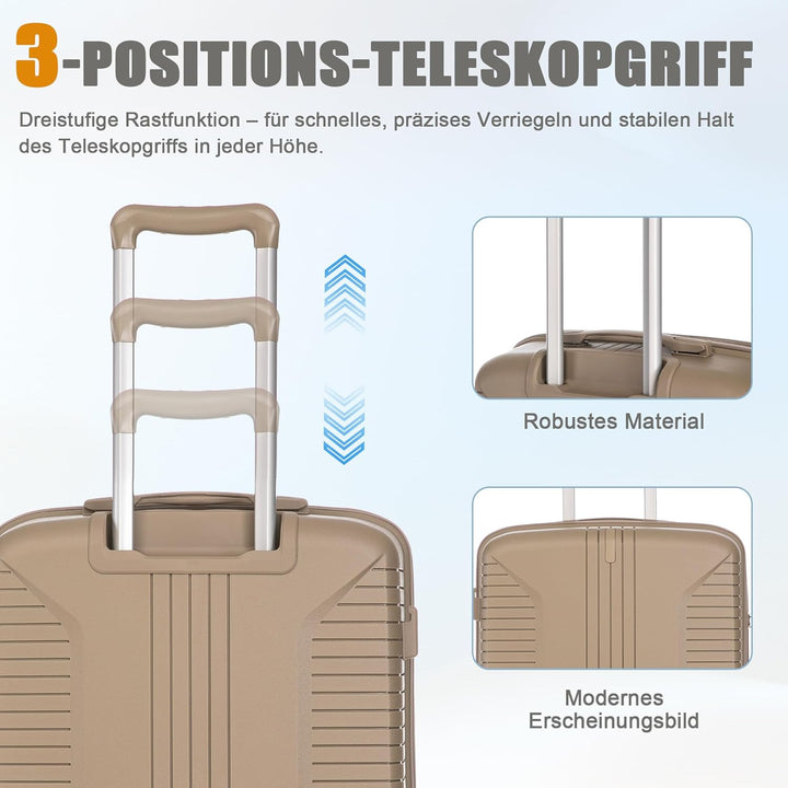 Hartschalen-Koffer Trolley Handgepäck Rollkoffer, Reisekoffer Set mit 4 Rollen, 3er Gepäckset, Champ