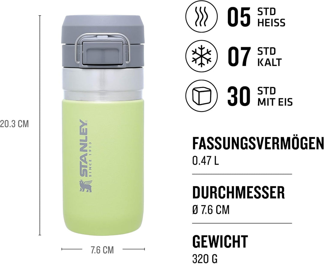Stanley Quick Flip Trinkflasche Edelstahl 0.47L - Hält 7+ Stunden Kalt - Wasserflasche BPA-Frei - Sp