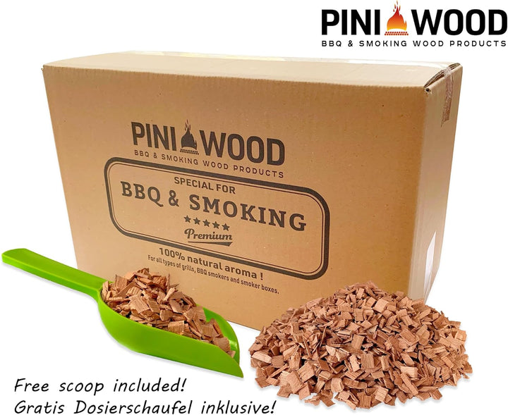 PINI 5 Kg Räucherchips Eiche 6-12 mm Smoking Chips Räucherspäne 18 Liter