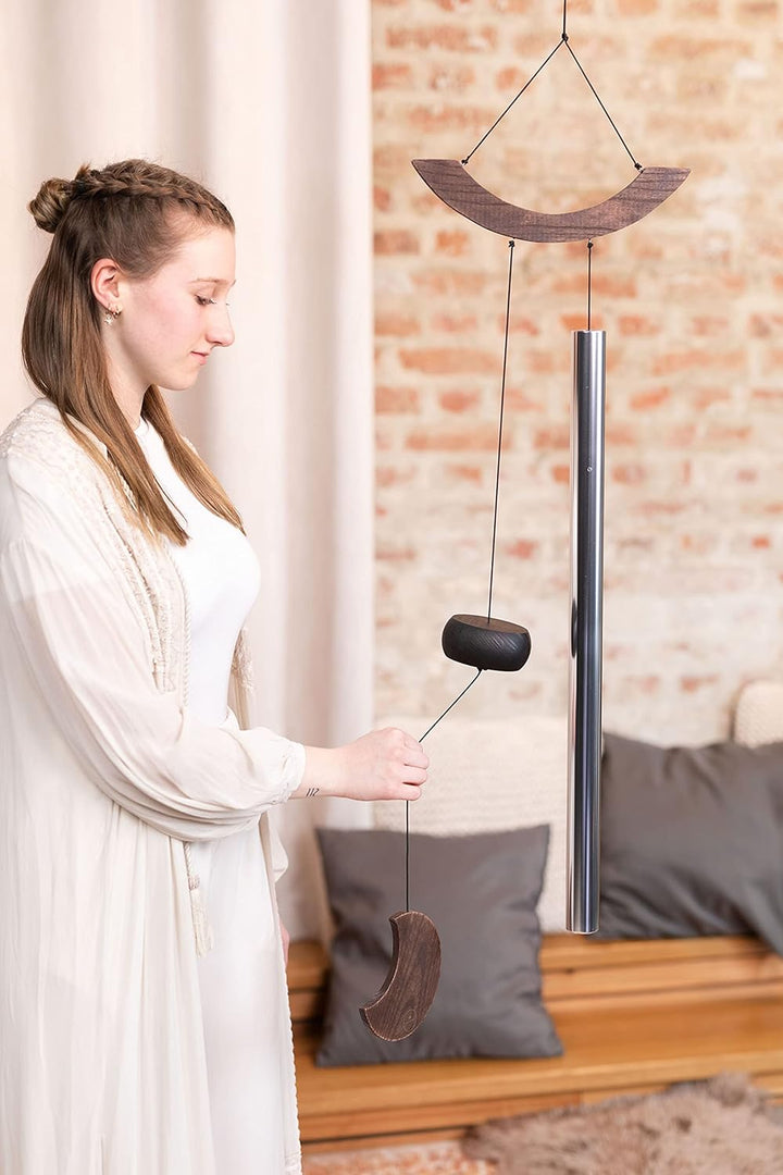 Sonic Energy Moon Meditation Chime – Windspiel mit 1 Klangstab (432 Hz) – für Garten u. Entspannung