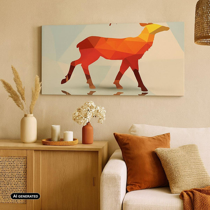 ARTTOR Wandbilder Dekoration Wohnzimmer Hirsch Illustration modern Grafik Bilder auf Leinwand 120x50