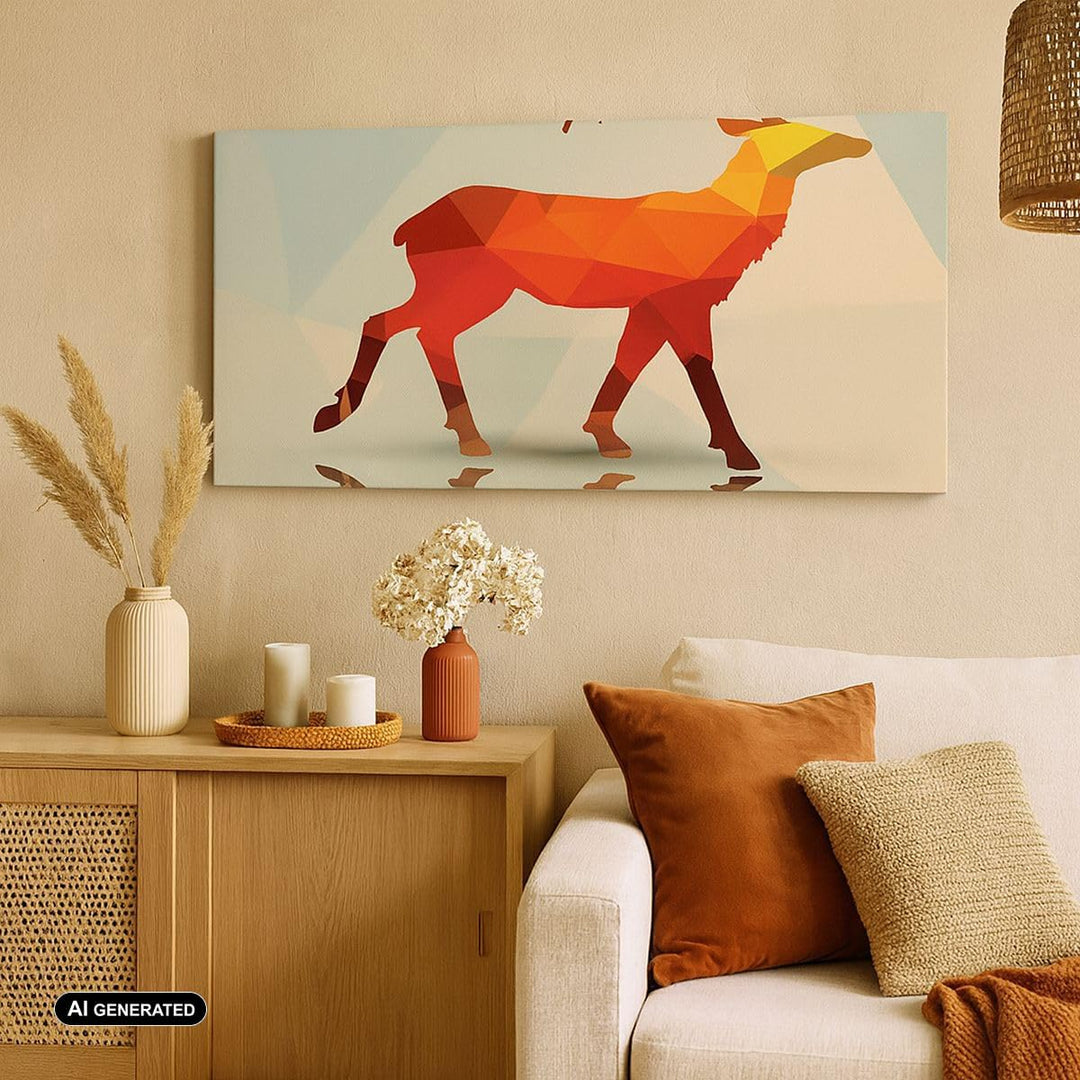 ARTTOR Bilder auf Leinwand 100x40cm Leinwandbild Hirsch Illustration modern Grafik Gross Wanddeko Bi