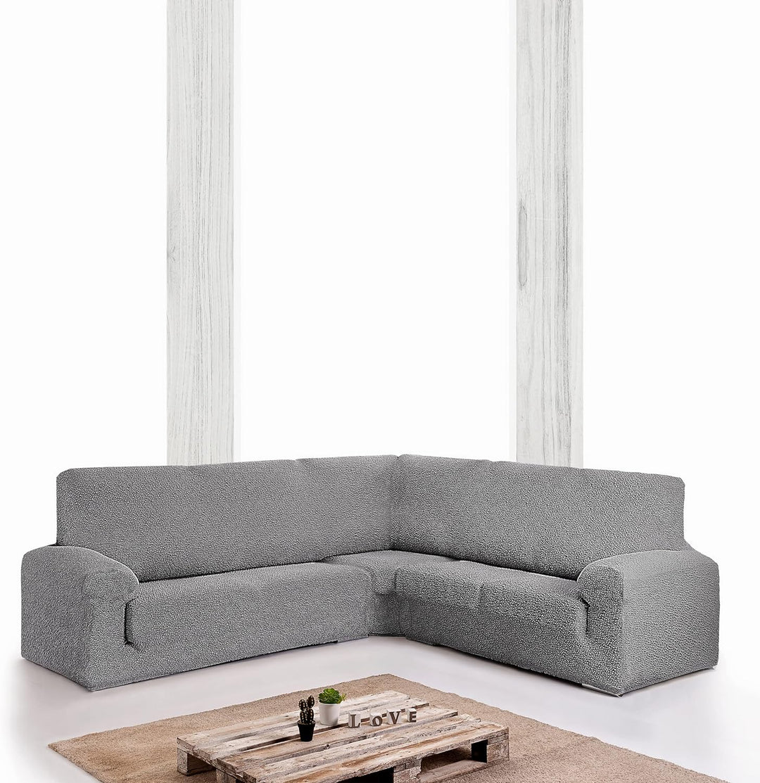 Milica Bezug für Ecksofa aus anpassbarem Stoff, normale Grösse (bis zu 450 cm), Farbe 16 Dunkelgrau