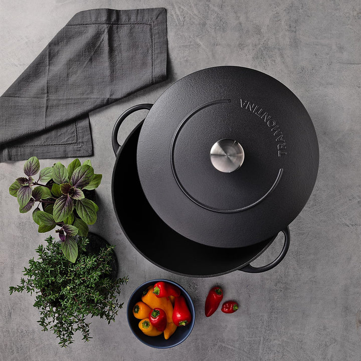 Tramontina Wok aus Gusseisen mit Deckel, 5l, Durchmesser 32 cm, 32 cm