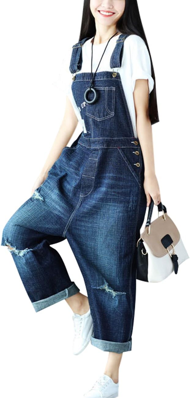Youlee Damen Jahrgang Denim Latzhose Hosenträger Hosen Style 1 Blau, Style 1 Blau