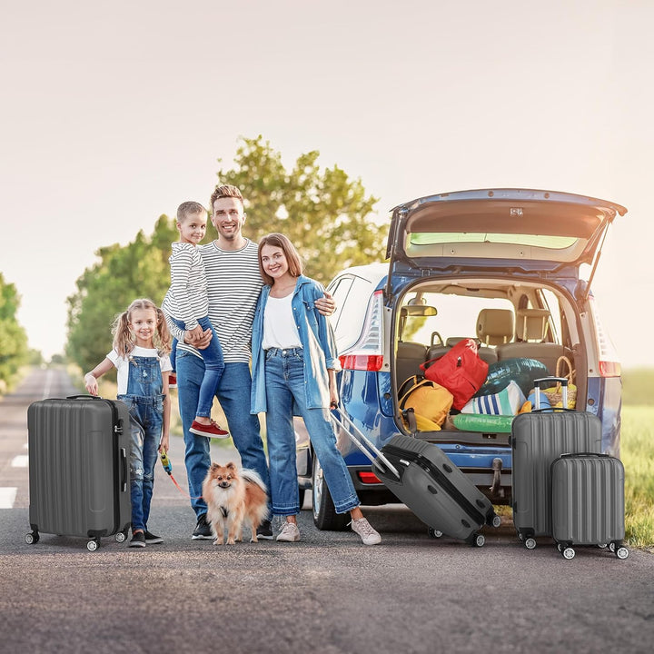 LALAHO Kofferset 3/4/5 teilig, Reisekoffer Set mit Kosmetikkoffer, Hartschalen Koffer Set aus ABS, G