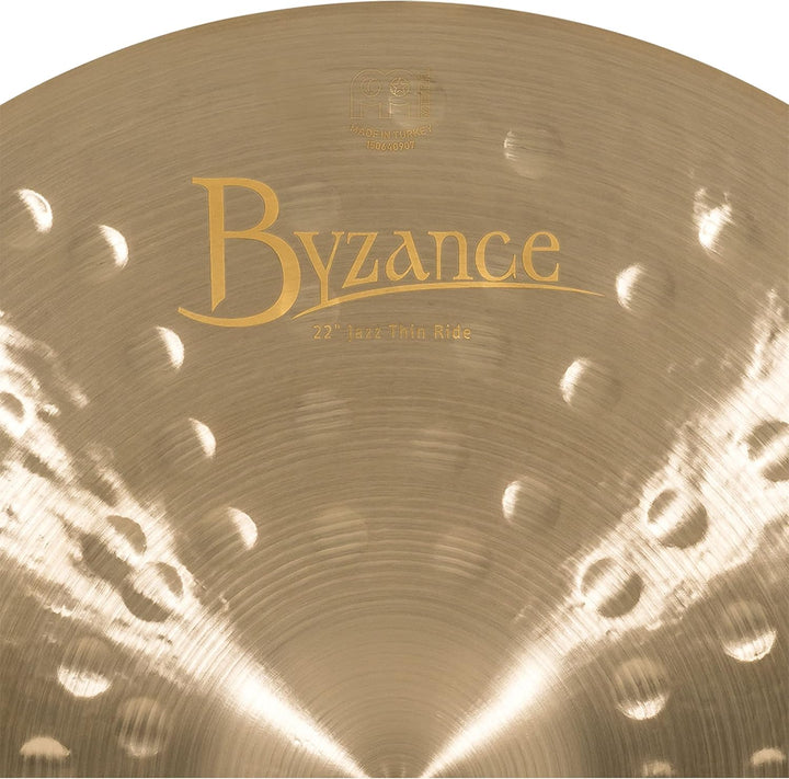 Meinl Cymbals Byzance Jazz Ride Thin 22 Zoll (Video) Schlagzeug Becken (55,88cm) B20 Bronze, Traditi