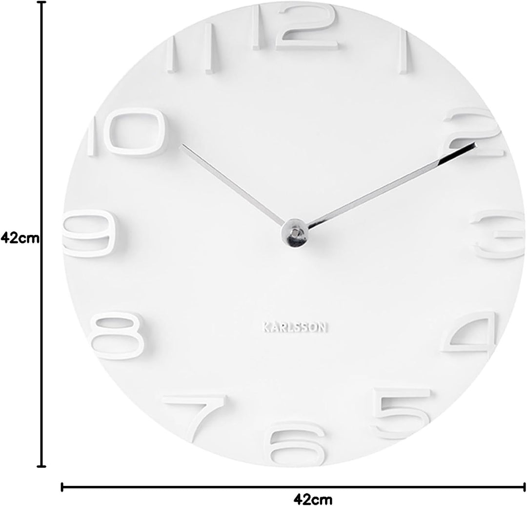 Karlsson KA5311WH Wanduhr On The Edge, weiss mit Zeiger, Chrom, Ø 42 cm