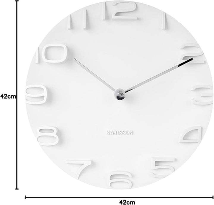 Karlsson KA5311WH Wanduhr On The Edge, weiss mit Zeiger, Chrom, Ø 42 cm