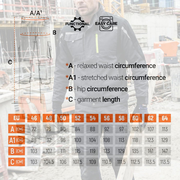 Stenso Prisma Arbeitshosen Männer Cargohose Herren mit Elastischem Bund, Hammerschlaufe, Zwei Vorder