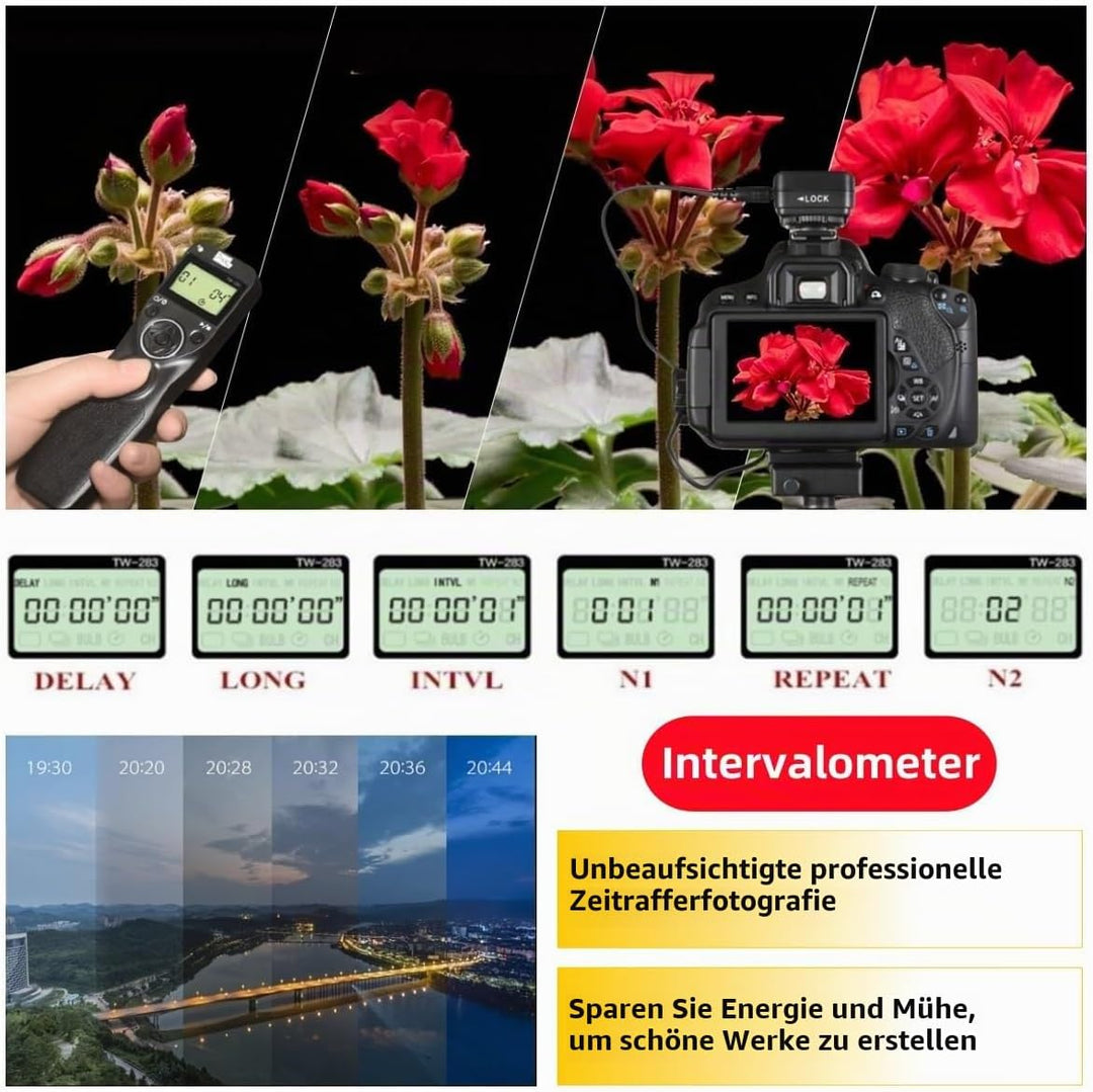 Pixel TW283-DC0 Kabellose Fernauslöser Funkausloeser Timer Intervalometer Kompatibel mit Nikon D3 D4