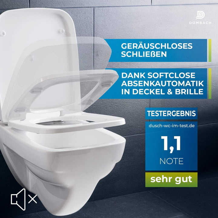 Dombach® Lamera WC-Sitz mit Absenkautomatik (quadratische Form, weiss) – Premium-Toilettensitz, anti