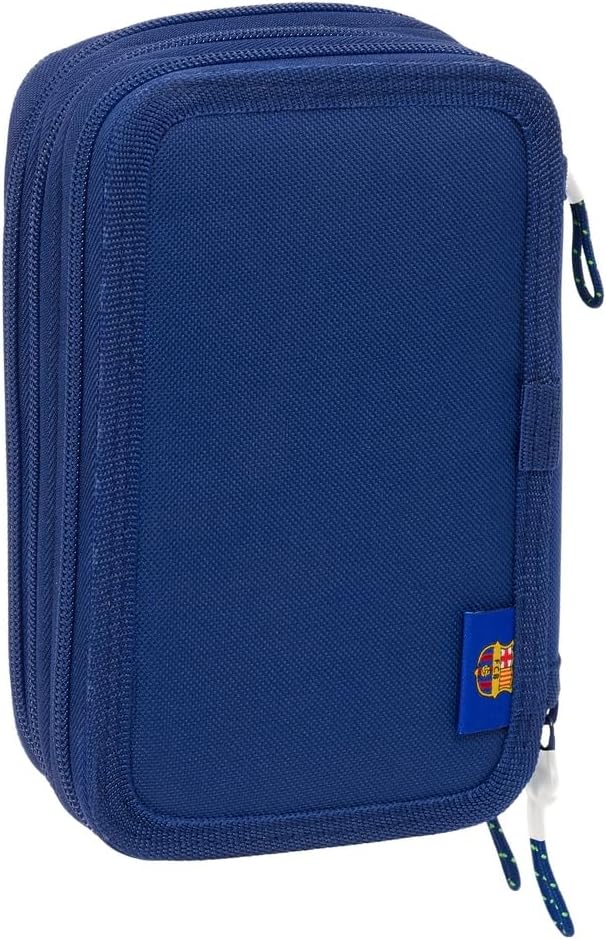 safta FC Barcelona Navy Blue Schulmäppchen mit 37 nützlichen Utensilien, Federmäppchen für Kinder, i