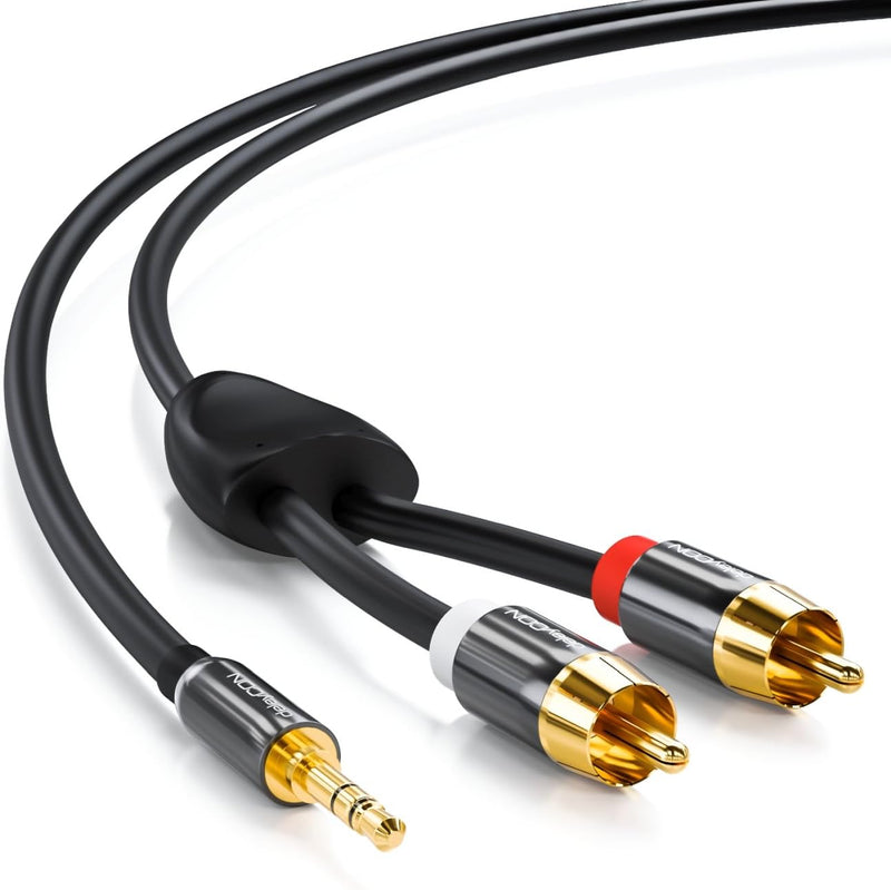 deleyCON 15m Klinkenkabel Cinch Kabel 3,5mm Klinke zu Cinch RCA Stereo Audio Kabel 1x Klinkenstecker