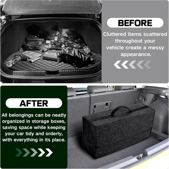 Auto Kofferraum Organizer klett,Faltbar Kofferraumtasche,Rutschfest Filz Auto Organizer Toolbag für