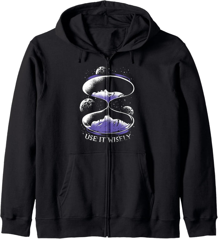 Umweltbewusstsein Design mit einer kosmischen Sanduhr. Kapuzenjacke