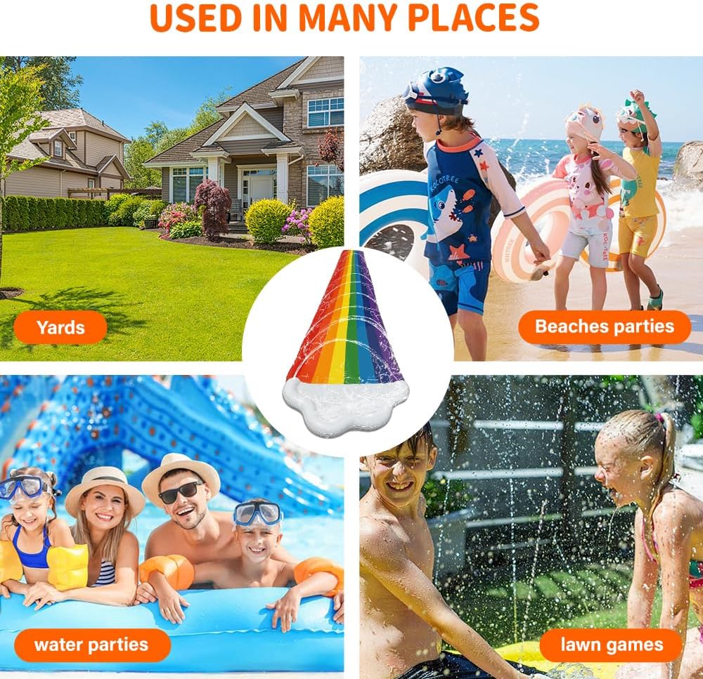 480x140 cm Wasserrutsche Garten für Kinder, Doppelte Wasserrutschmatte mit Bodyboards, Wasserrutsche