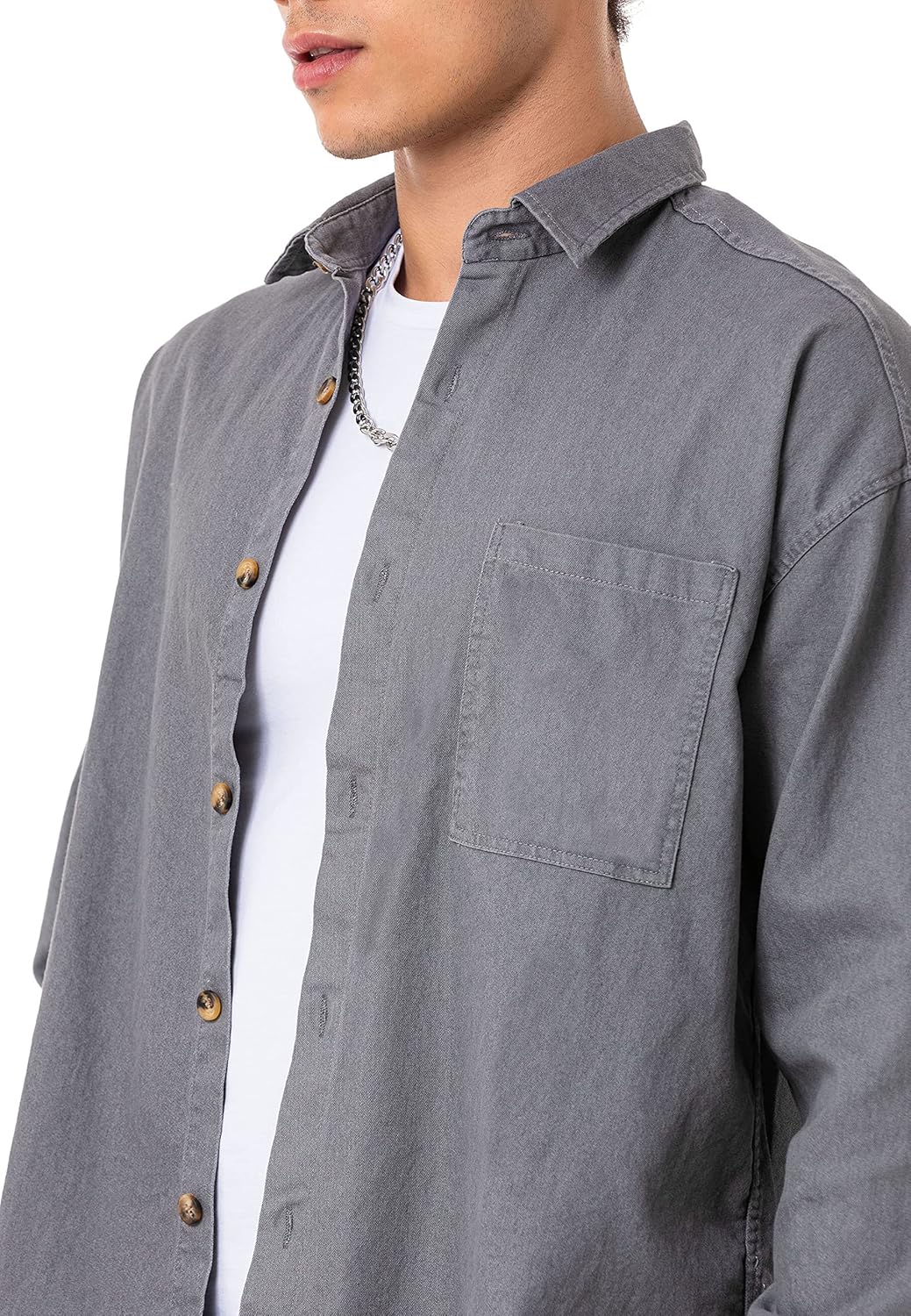 Red Bridge Herren Hemd Jeanshemd Premium Denim Oversized Wide Cut S Grau, S Grau