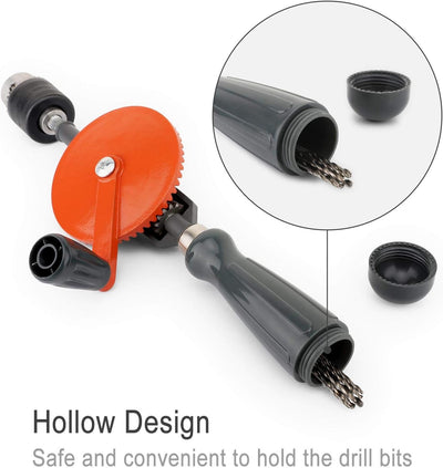 Housolution Handbohrmaschine, Leistungsstark 3/8 Zoll (1.5-10mm) Spannfutter Stahlguss Doppelritzel