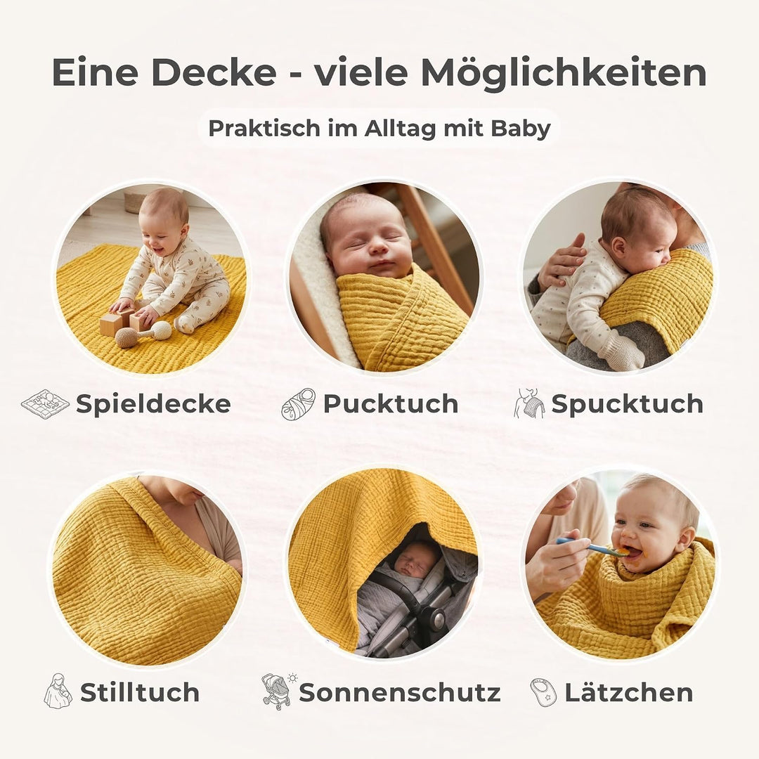 Baby Musselin Decke Musselindecke von Nordic Coast Mulldecke Mulltuch Pucktuch Puckdecke Krabbeldeck