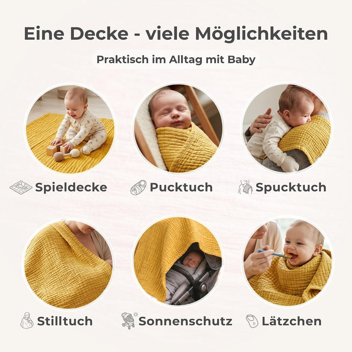 Baby Musselin Decke Musselindecke von Nordic Coast Mulldecke Mulltuch Pucktuch Puckdecke Krabbeldeck